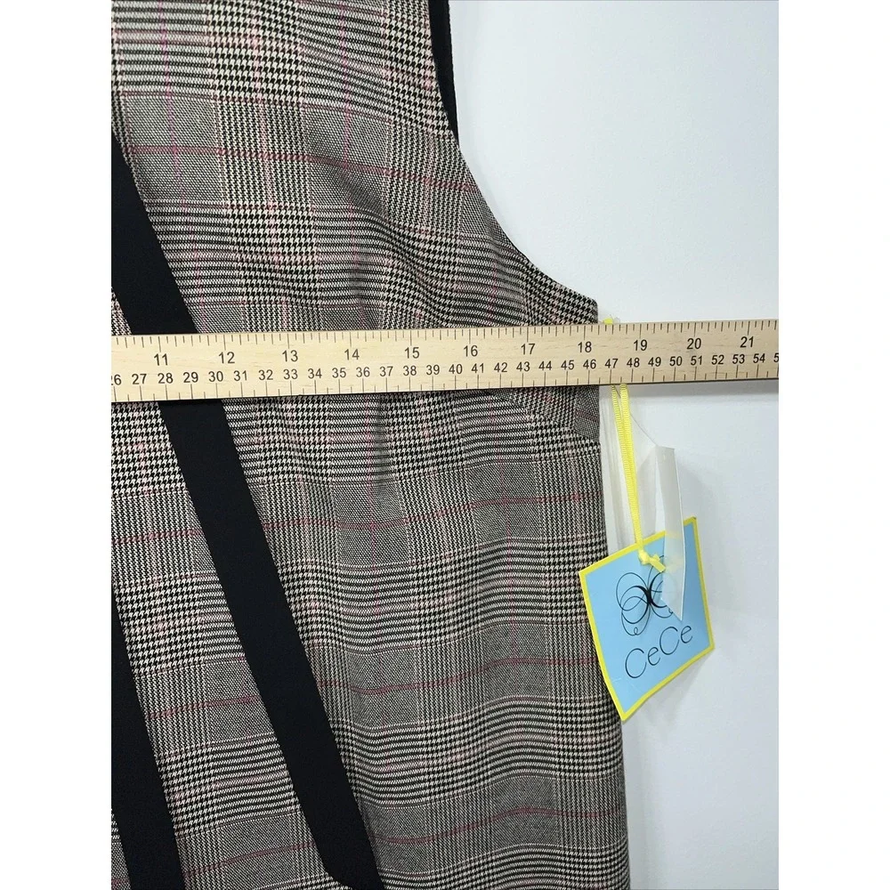 CeCe Plaid‎ Print Point Collar Shift Dress, Size-8 Academia Versatile Festival - Picture 7 of 11